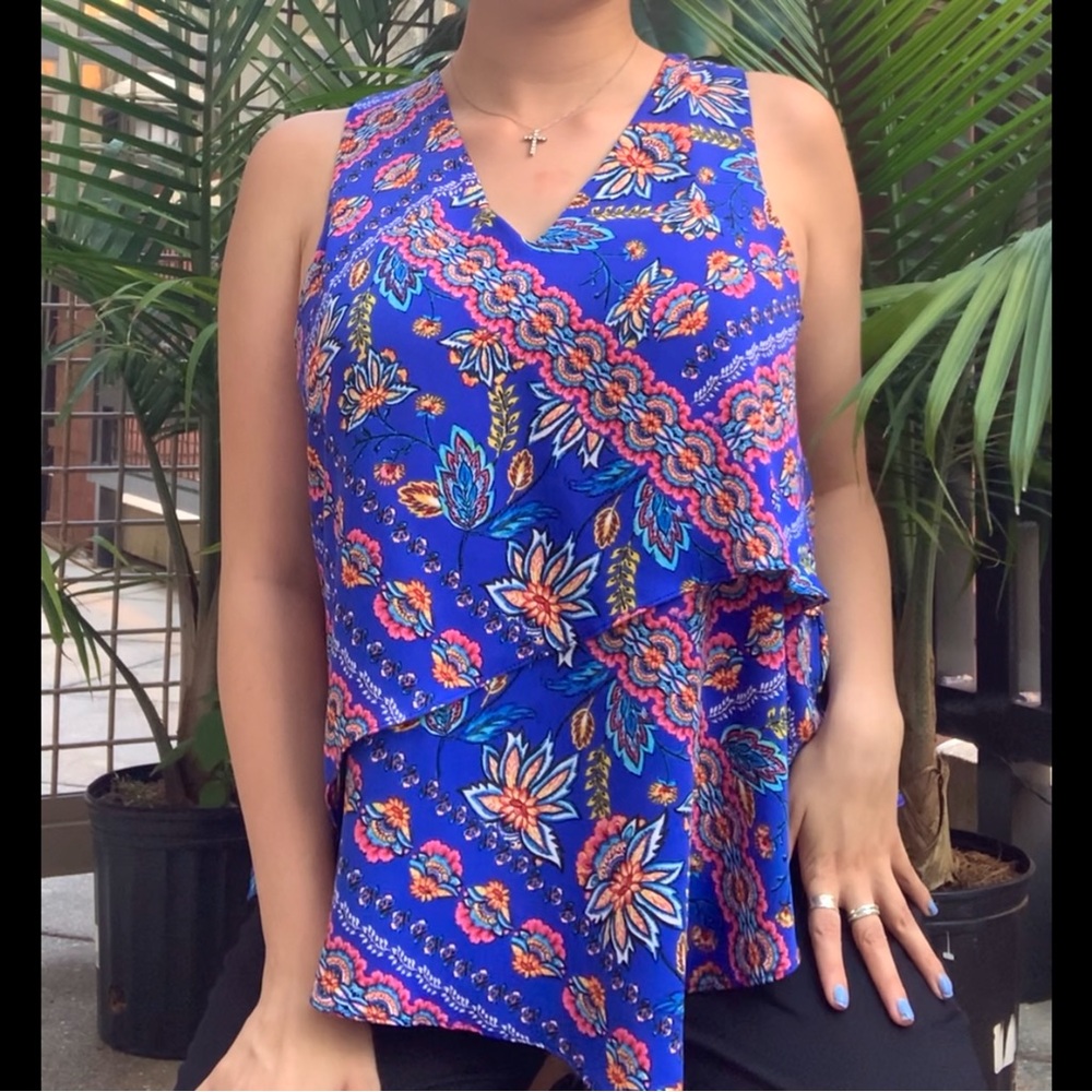 Floral Blue Sleeveless Top